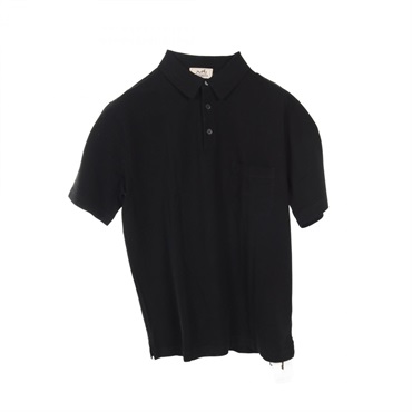 HERMES Polo shirt Tops half sleeve cotton Black Used mens size XL
