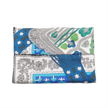 HERMES Petite H Pocket Tissue Case holder silk Blue Multicolor