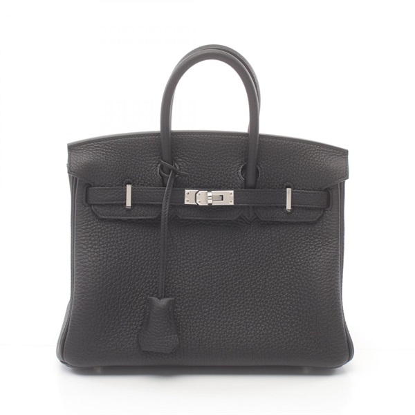 HERMES Birkin 25 Hand bag W Togo leather Black SHW Used