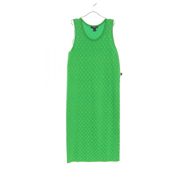 LOUIS VUITTON Monogram Dress FKKD87 silk Nylon Green Used Women LV #S