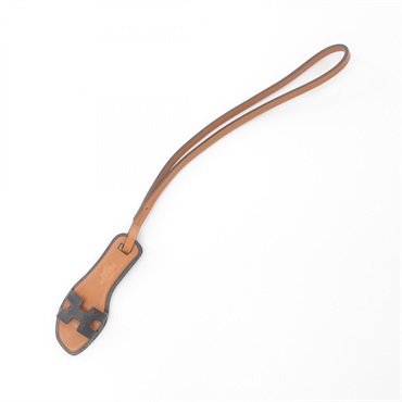 HERMES Oran Nano charm Epsom Butler Vache Hunter leather Black Gold Used Women