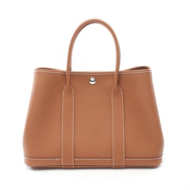 HERMES Garden party TPM Tote Hand Bag Negonda leather SHW Gold Brown Used Women