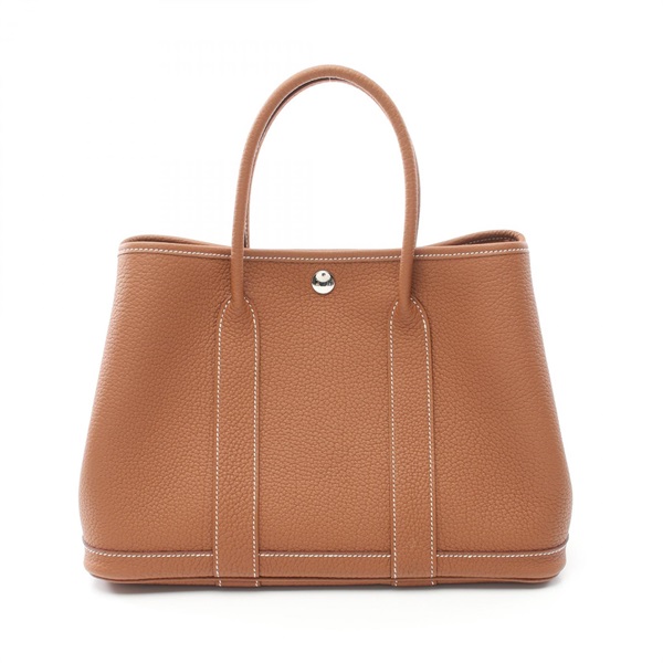 HERMES Garden party TPM Tote Hand Bag Negonda leather SHW Gold Brown Used Women