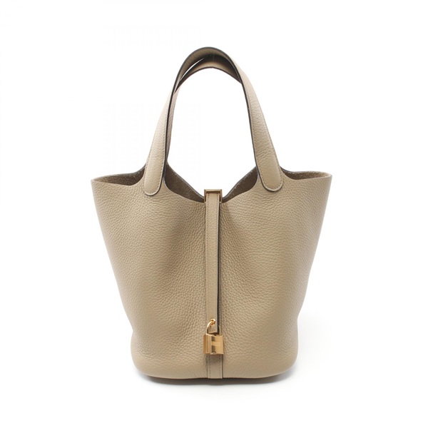 HERMES Picotin Lock MM Hand bag Taurillon Clemence GHW Beige Marfa Used Women