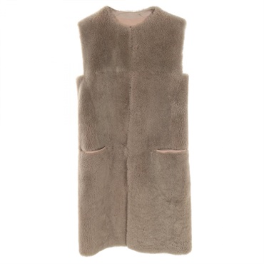 BOTTEGA VENETA Vest Gilet 406030 Mouton sheep leather Beige Used Women size 38
