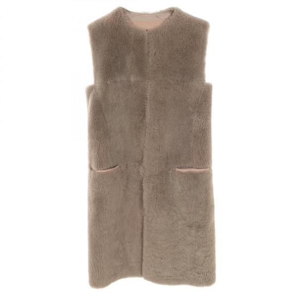 BOTTEGA VENETA Vest Gilet 406030 Mouton sheep leather Beige Used Women size 38