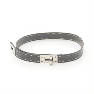 HERMES Kelly choker necklace collier F Epsom leather Gray Used SHW