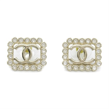 CHANEL Pierced earrings Gold Plated Champagne Gold Used women CC Coco