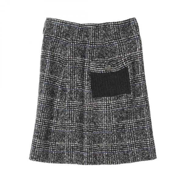 CHANEL CC skirt P31855W04014 wool Nylon Black Blue Used Women Coco #38