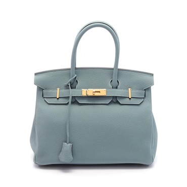 HERMES Birkin 30 Hand bag B Togo leather blue Ciel GHW