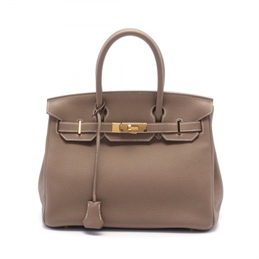 HERMES Birkin 30 Hand bag D Togo leather Etoupe Grey Used GHW