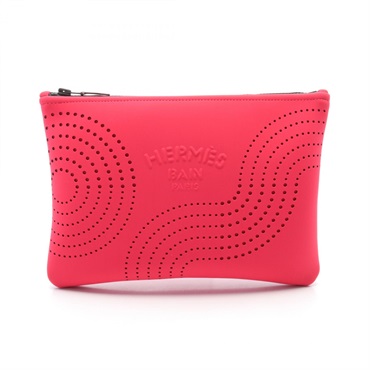 HERMES Neobain MM Zen au Soleil rose anguria Pouch purse Neoprene Red Used