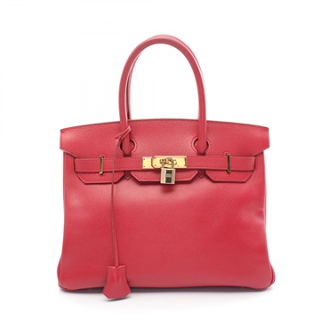 HERMES Birkin 30 Hand bag Z Courchevel Red Vermillon Used GHW
