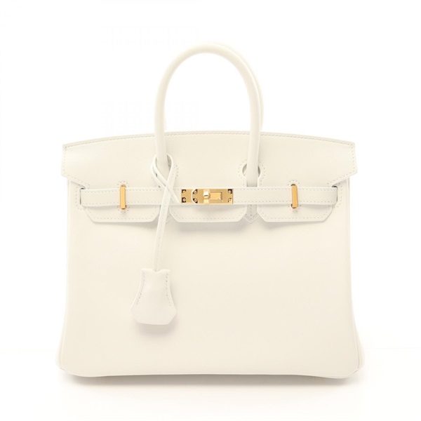 HERMES Birkin 25 Hand bag W Swift leather New White Used GHW