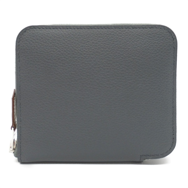 HERMES Azap Compact Silkin Around long wallet Evercolor leather SHW Gris misty