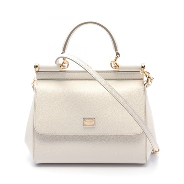 DOLCE & GABBANA SICILY Medium Handbag BB6003 leather White Used Women