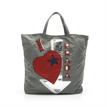PRADA Tote Hand Bag Nylon Gray Multicolor Used Women