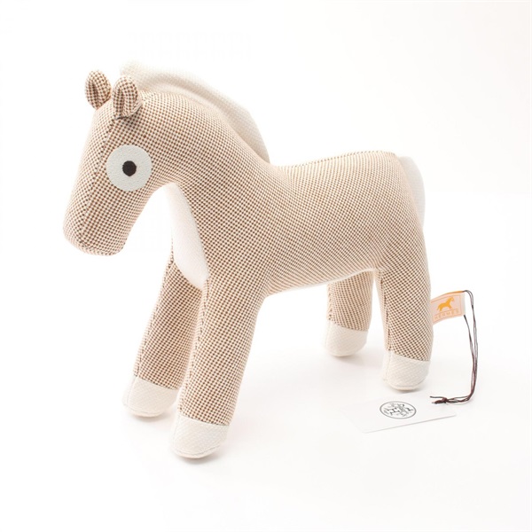 HERMES Epopee horse plush Cotton Polyester Brown White Used unisex