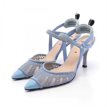 FENDI Colibri Sandals #35 shoes heels leather Fabric Blue Used