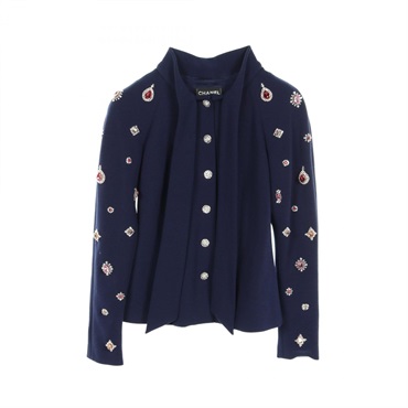 CHANEL CC Metiers dArt jackets P73143V21533 wool Navy Used Women Coco #36