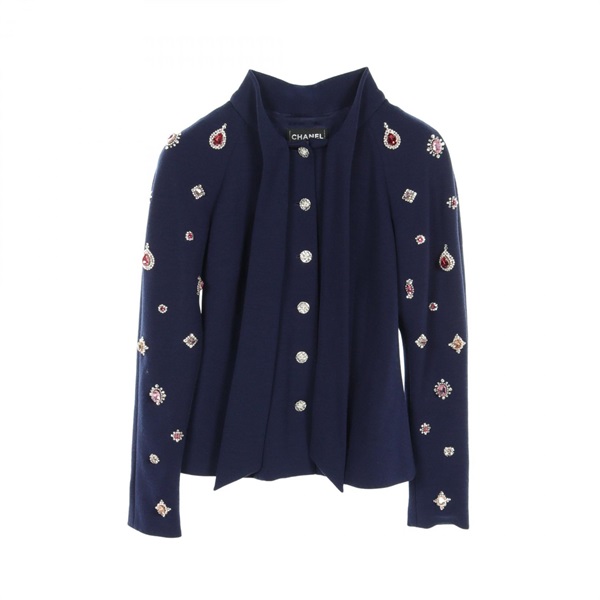 CHANEL CC Metiers dArt jackets P73143V21533 wool Navy Used Women Coco #36