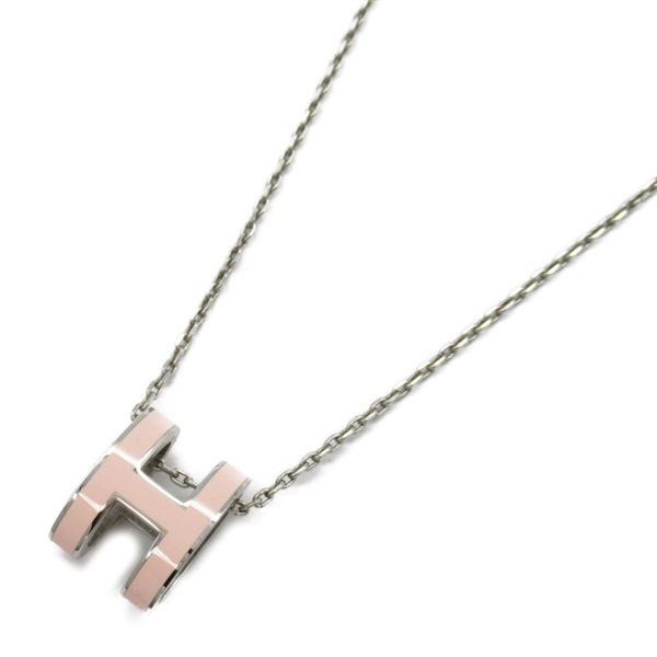 HERMES Pop Ash H Necklace Pendant plating Pink Silver Used women