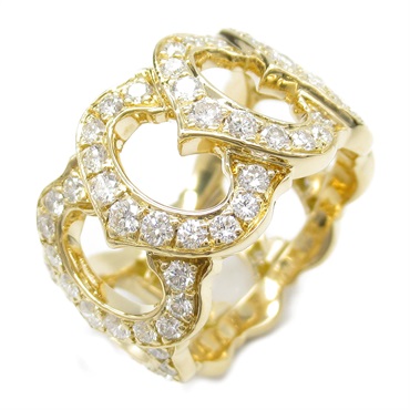 CARTIER C de Cartier full diamond Ring N4118252 K18 YG Yellow Gold Clear #52