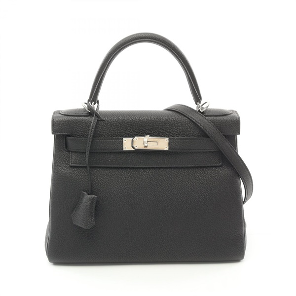 HERMES Kelly 28 2way shoulder Handbag Togo leather Black Used Women SHW D