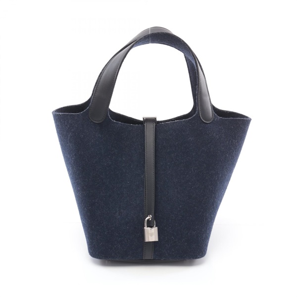 HERMES Picotin Lock MM Touch Hand bag U Swift leather Feutre Blue nuit Used SHW