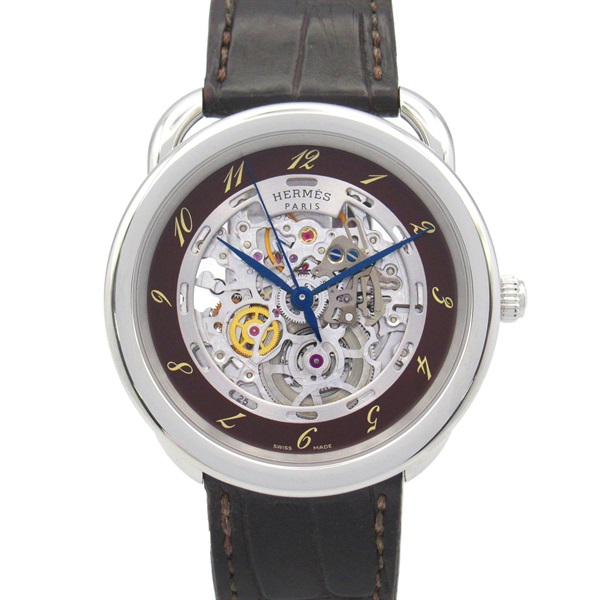 HERMES Arceau skeleton Wrist Watch AR6.710a Automatic Stainless Steel Used mens