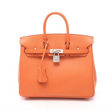HERMES Birkin 25 Handbag Epsom leather Orange Mango Used Women P SHW