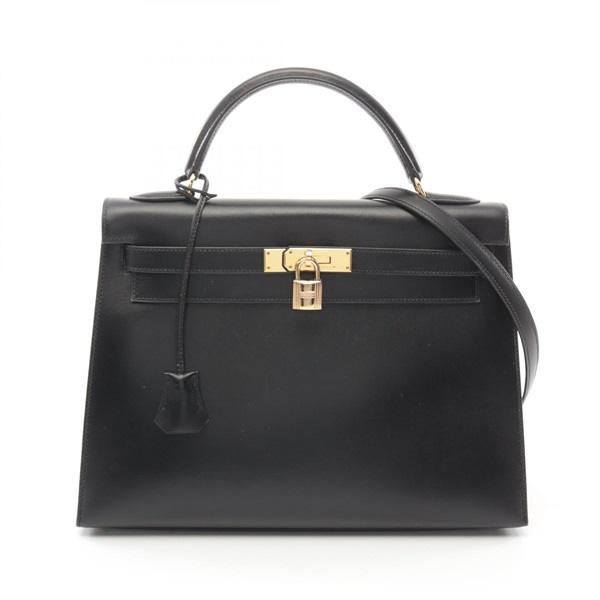 HERMES Kelly 32 2way shoulder Handbag Box calf leather Black Used Women GHW C