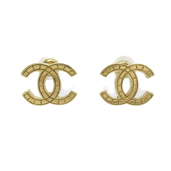 CHANEL COCO Mark Pierced earrings Metal GHW Used CC