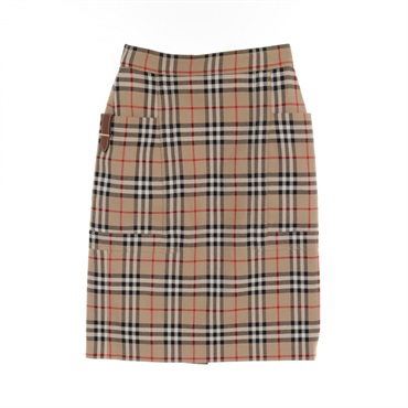 BURBERRY Nova Check skirt jupe #UK4 #US2 8018657 wool Beige Multicolor Used