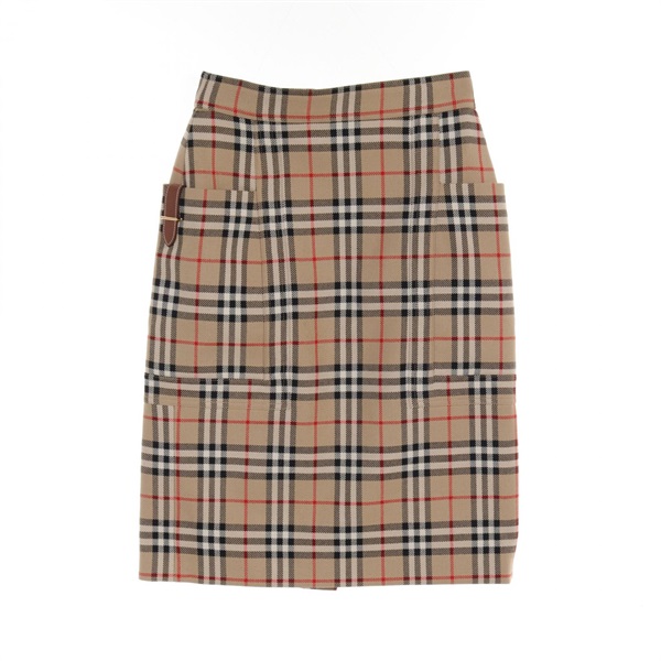 BURBERRY Nova Check skirt jupe #UK4 #US2 8018657 wool Beige Multicolor Used