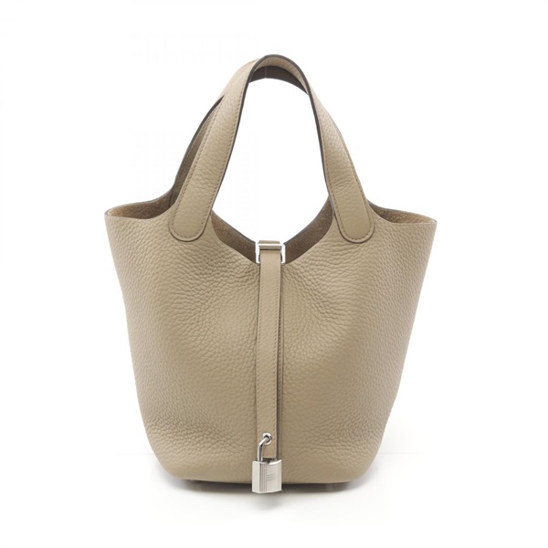 HERMES Picotin Lock PM Hand bag W Taurillon Clemence Beige Marfa SHW