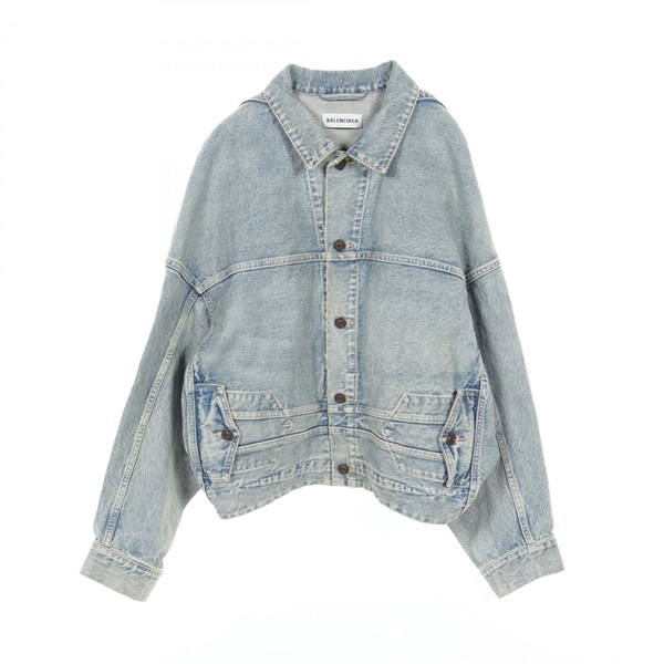BALENCIAGA Up side down Denim Jacket #34 blouson cotton Navy Used