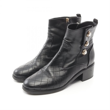 CHANEL CC Matelasse boots G32970 leather Black Used Women Coco #40C