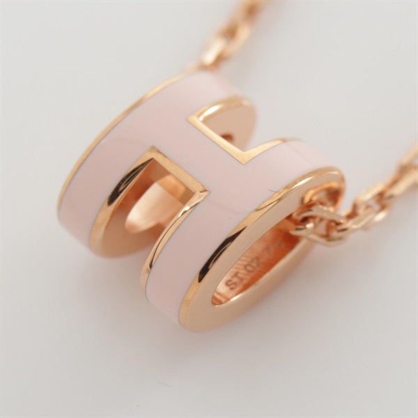 HERMES MINI POP H Mini Necklace Pendant Gold Plated Pink Used women