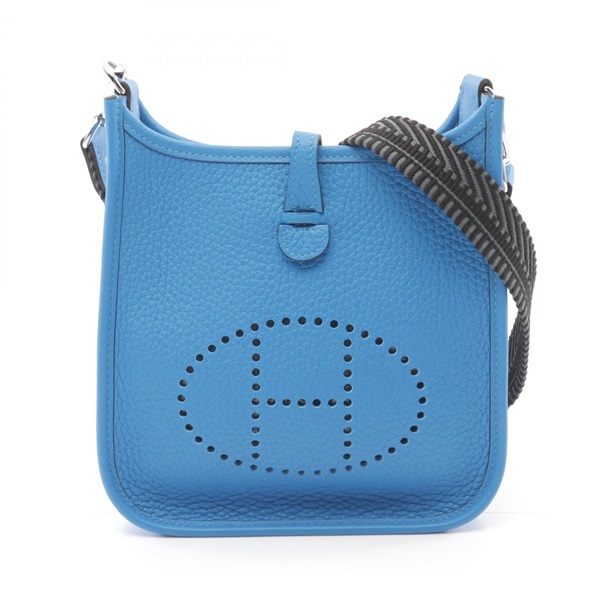 HERMES Evelyne TPM Shoulder Bag W Taurillon Clemence Blue hydra SHW