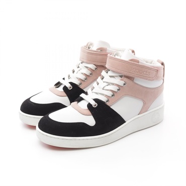 HERMES Free style high-top sneakers #38 shoes leather Suede White Pink Black