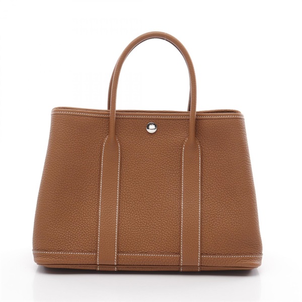 HERMES Garden party TPM Tote Bag W Negonda leather Gold brown SHW