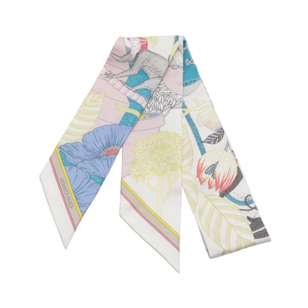 HERMES Twilly PRECIOUS PARADICE Scarf silk White Multicolor Used Women