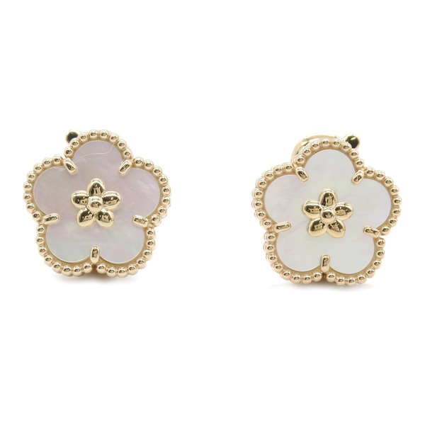 Van Cleef & Arpels Lucky Spring Plum Blossom Pierced earrings 18KPG MOP used