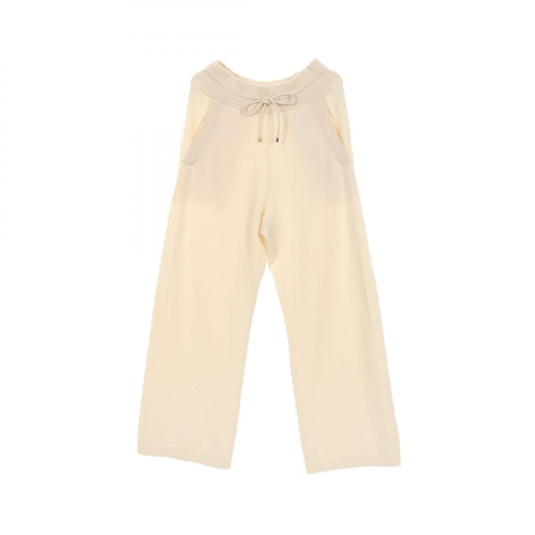 HERMES Pants 2400D1 cashmere Beige Used Women size 36