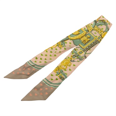 HERMES Twilly Scarf silk Pink Yellow green Used Women