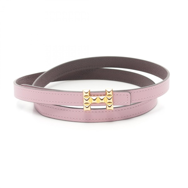 HERMES H MEDOR belt leather Mauve sylvestre Pink Used Women