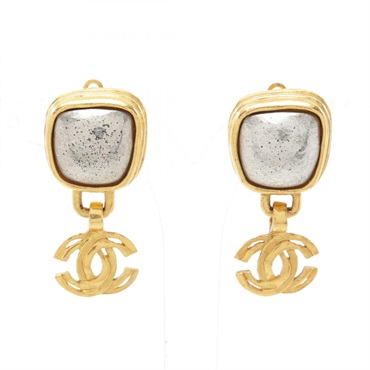 CHANEL COCO Mark Earring Gold Plated Used CC women