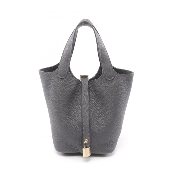 HERMES Picotin Lock PM Hand bag W Taurillon Clemence Gris Misty GHW