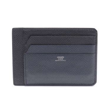 HERMES CITY 8CC City Card Case Epsom leather Black Navy Blue de presse Used U